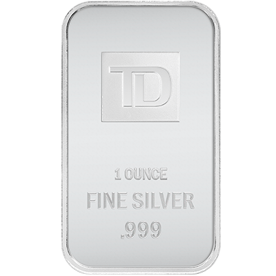 A picture of a 1 oz. TD Silver Bar